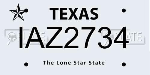 IAZ2734 Texas License Plate