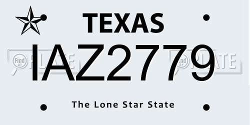 IAZ2779 Texas License Plate