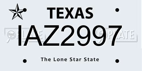 IAZ2997 Texas License Plate