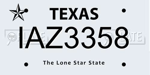 IAZ3358 Texas License Plate