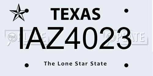 IAZ4023 Texas License Plate