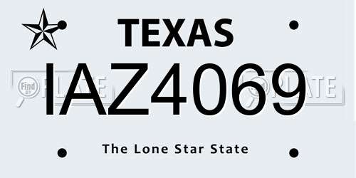 IAZ4069 Texas License Plate