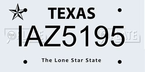 IAZ5195 Texas License Plate