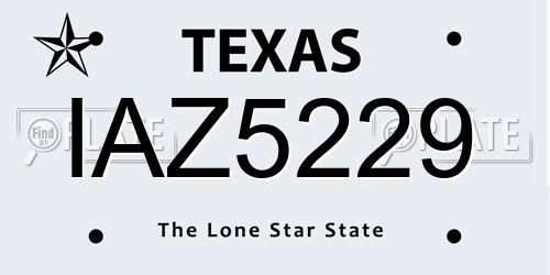 IAZ5229 Texas License Plate