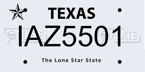 IAZ5501 Texas License Plate