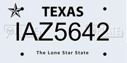 IAZ5642 Texas License Plate