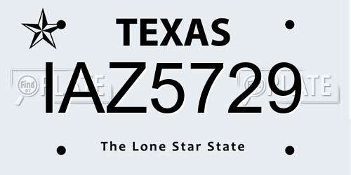 IAZ5729 Texas License Plate