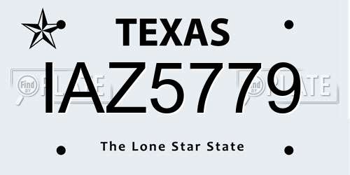 IAZ5779 Texas License Plate