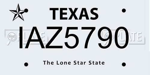 IAZ5790 Texas License Plate
