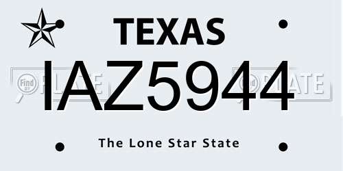 IAZ5944 Texas License Plate