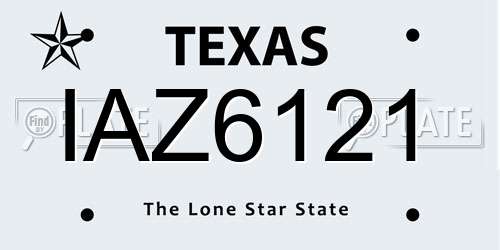IAZ6121 Texas License Plate
