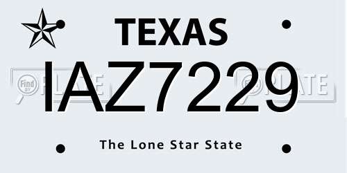 IAZ7229 Texas License Plate