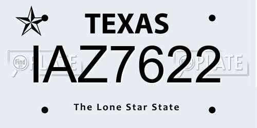 IAZ7622 Texas License Plate