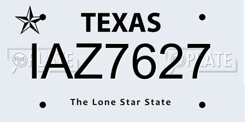 IAZ7627 Texas License Plate