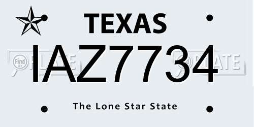 IAZ7734 Texas License Plate