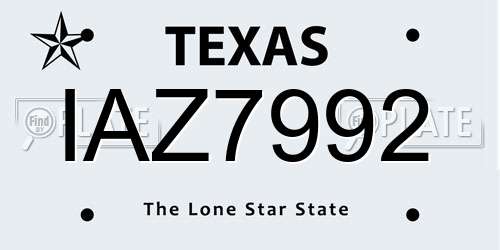 IAZ7992 Texas License Plate