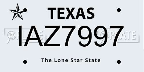 IAZ7997 Texas License Plate