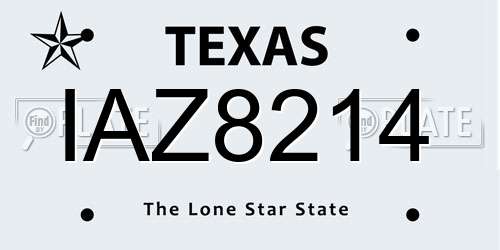 IAZ8214 Texas License Plate