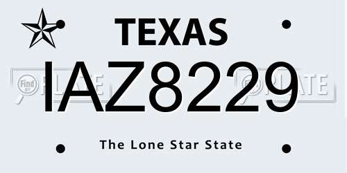 IAZ8229 Texas License Plate