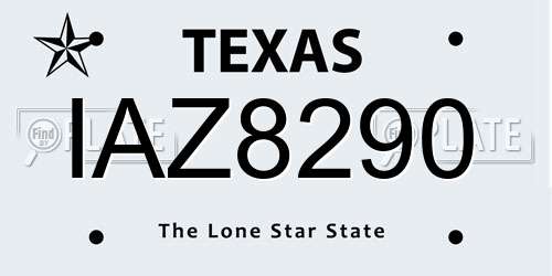 IAZ8290 Texas License Plate