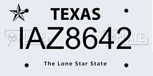 IAZ8642 Texas License Plate