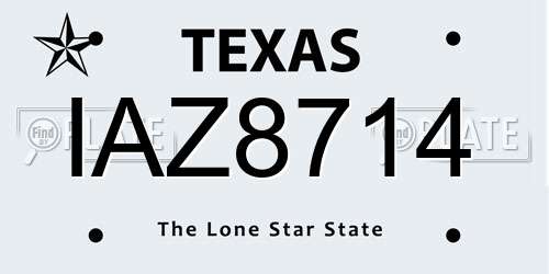 IAZ8714 Texas License Plate