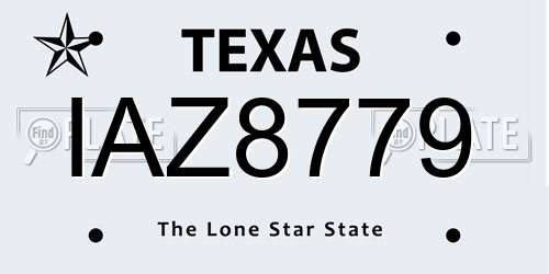 IAZ8779 Texas License Plate