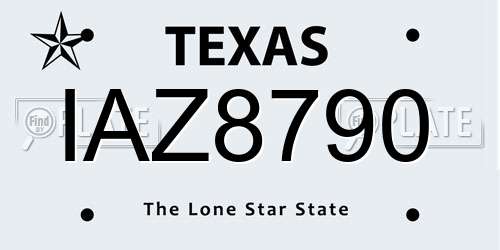 IAZ8790 Texas License Plate