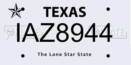 IAZ8944 Texas License Plate
