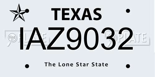 IAZ9032 Texas License Plate