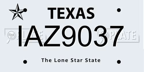 IAZ9037 Texas License Plate