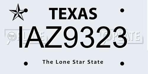 IAZ9323 Texas License Plate