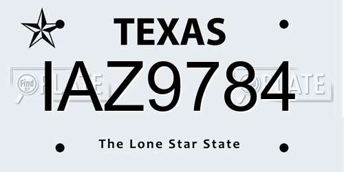 IAZ9784 Texas License Plate