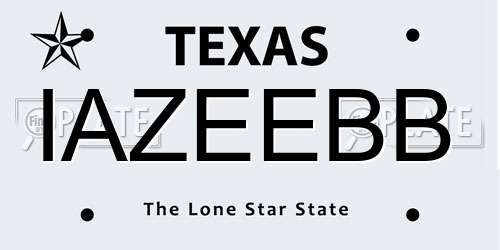 IAZEEBB Texas License Plate