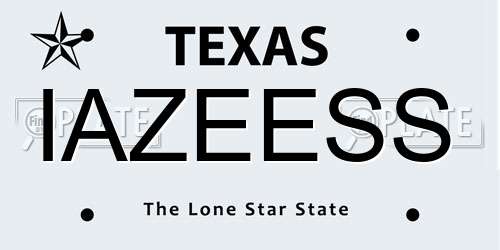 IAZEESS Texas License Plate