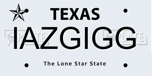 IAZGIGG Texas License Plate