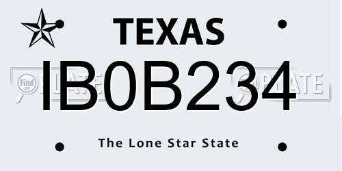 IB0B234 Texas License Plate