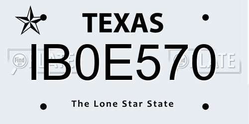IB0E570 Texas License Plate