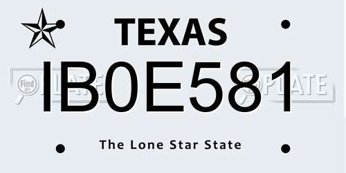 IB0E581 Texas License Plate