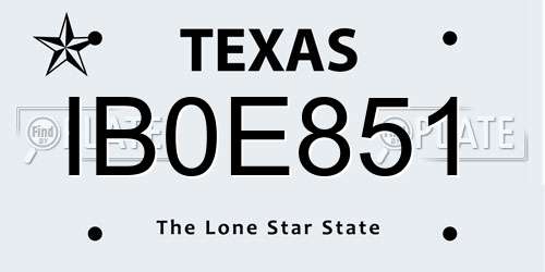 IB0E851 Texas License Plate