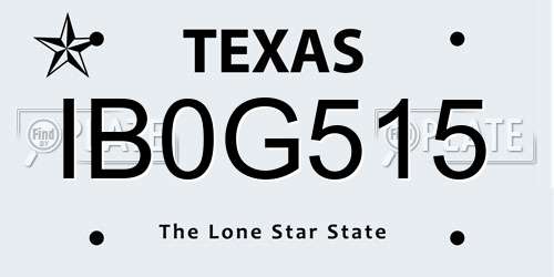 IB0G515 Texas License Plate