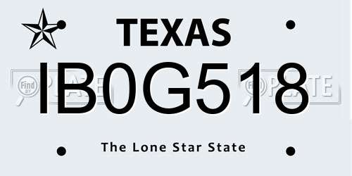 IB0G518 Texas License Plate
