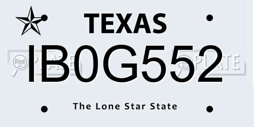 IB0G552 Texas License Plate
