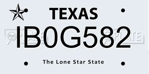 IB0G582 Texas License Plate