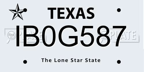 IB0G587 Texas License Plate