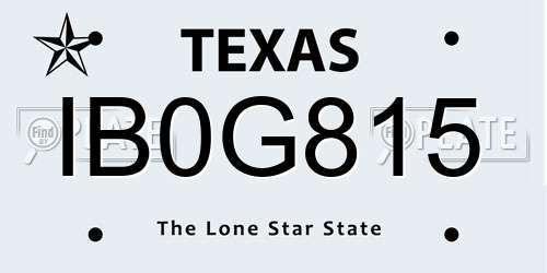 IB0G815 Texas License Plate