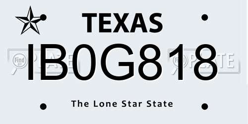 IB0G818 Texas License Plate