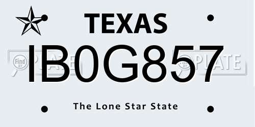 IB0G857 Texas License Plate