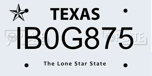 IB0G875 Texas License Plate
