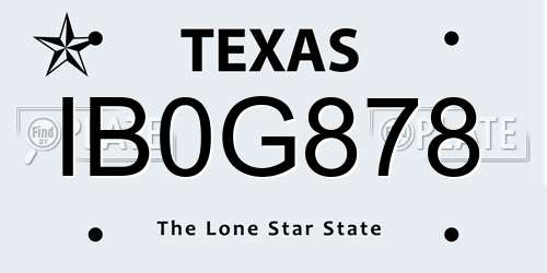 IB0G878 Texas License Plate